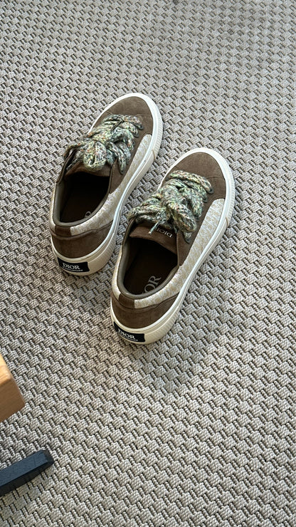 Dior B33 Khaki Oblique Suede Trainers – UK 8