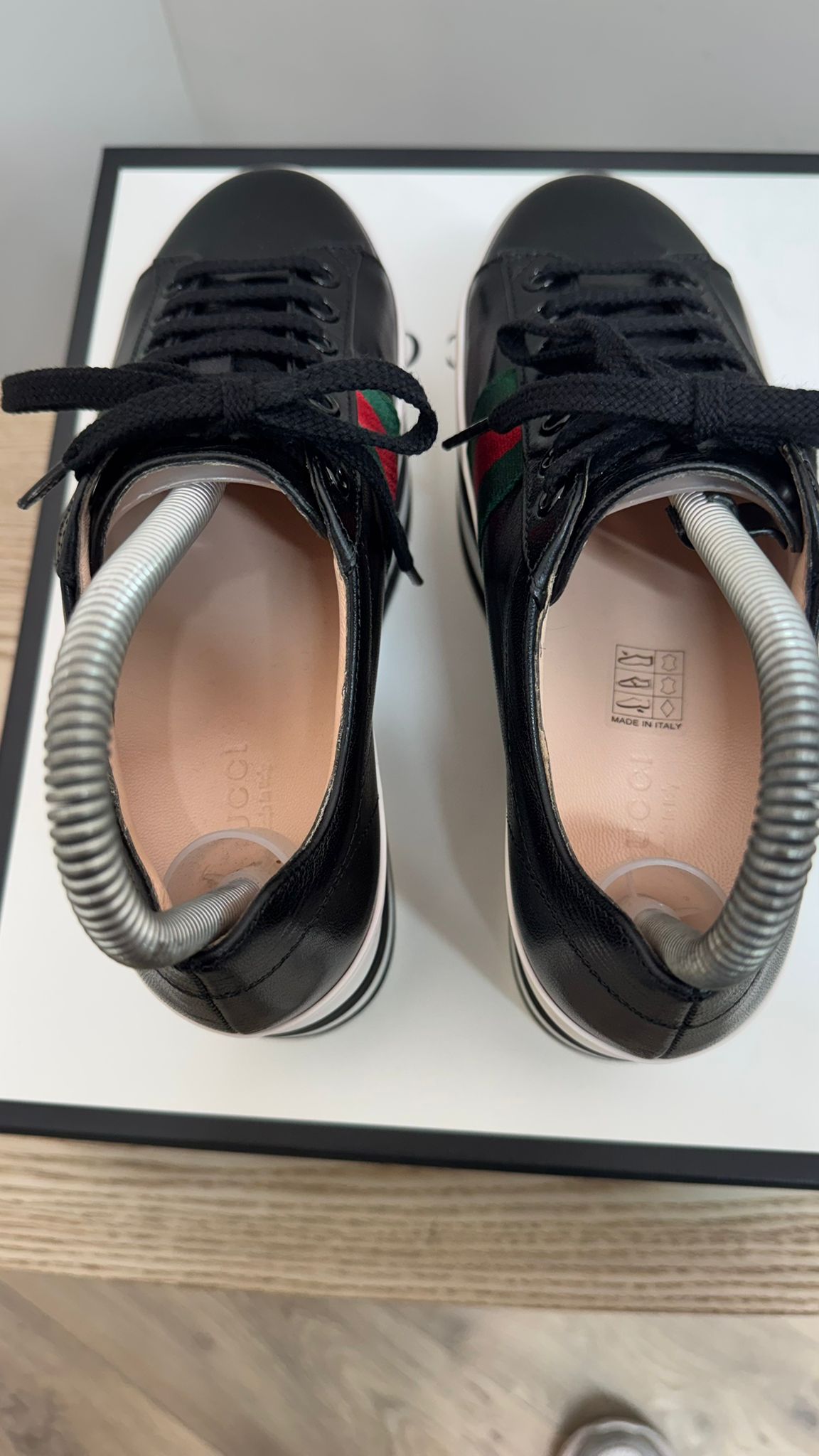Gucci Black Quentin Peggy Stripe Platform Shoes – EU 35 / UK 2