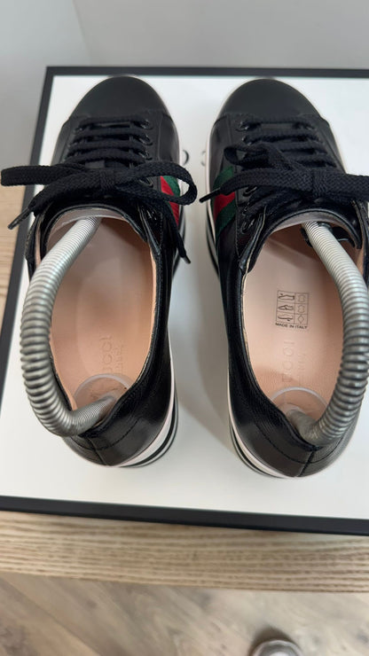 Gucci Black Quentin Peggy Stripe Platform Shoes – EU 35 / UK 2