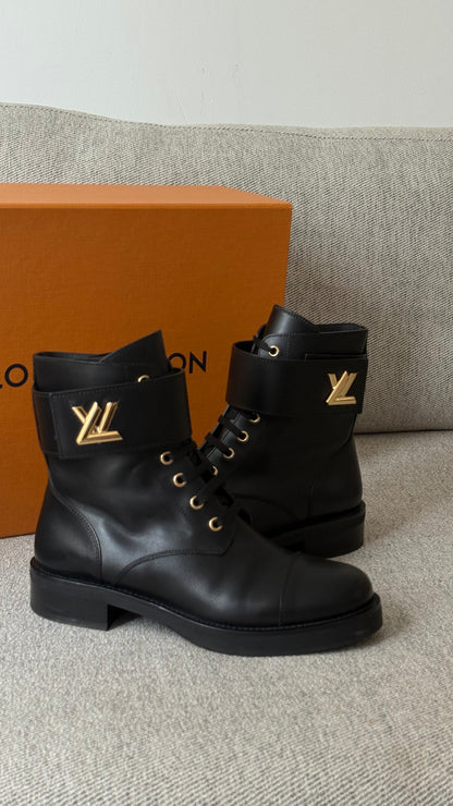 Louis Vuitton Black Wonderland Flat Ranger Boot-UK5