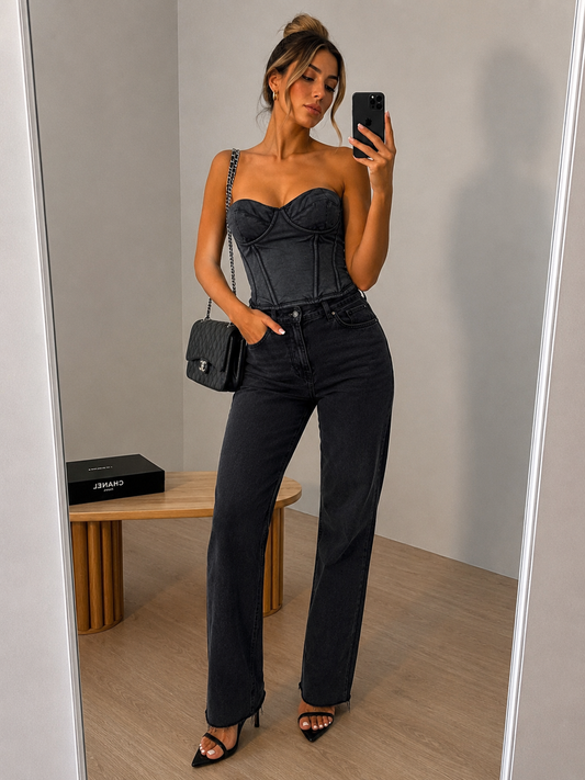 Balenciaga Washed Black Corset - Size 28/XS-S