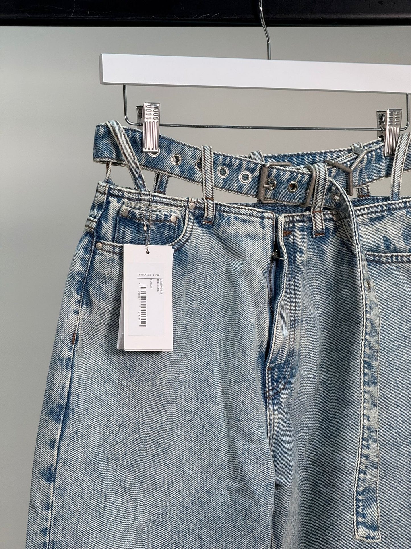 Y/Project Ice Blue Buckle Straight Leg Jeans - Brand New In Tags 27"