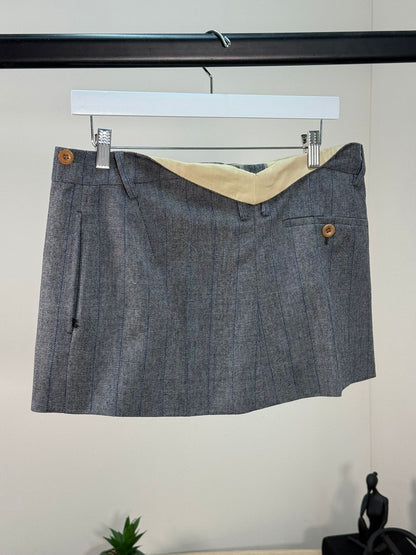 Prada Blue Pinstriped Mini Skirt -wool - IT 38/S-M