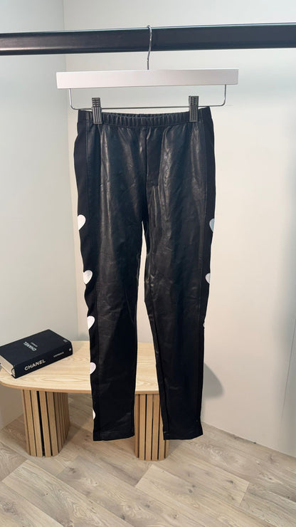 Kids Monnalisa White Heart Leather-Look Leggings – Age 10