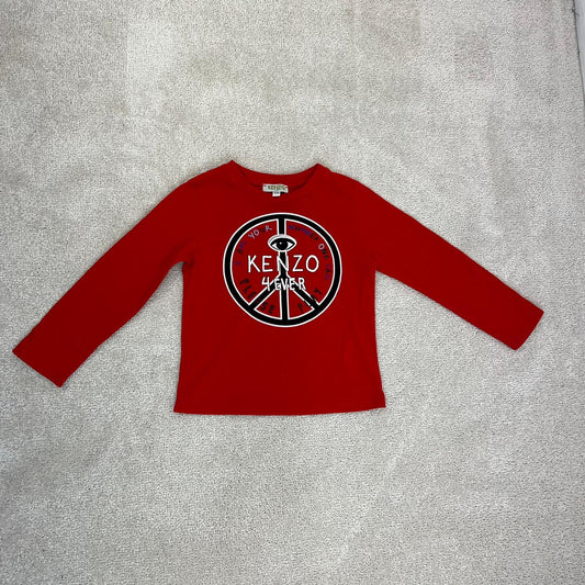 Kids Kenzo Red Longsleeve ‘4 EVA ‘ Top  - Age 3