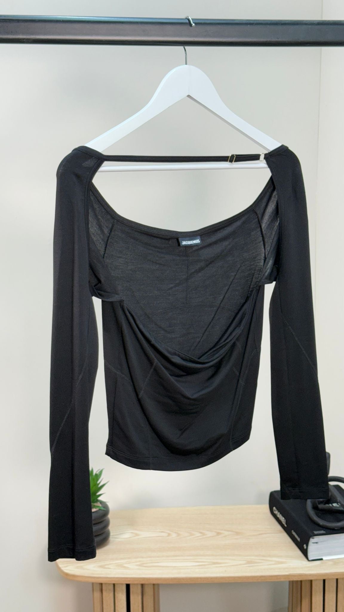 Jacquemus Black Detailed Open-Back Camisole Long Sleeve - Small