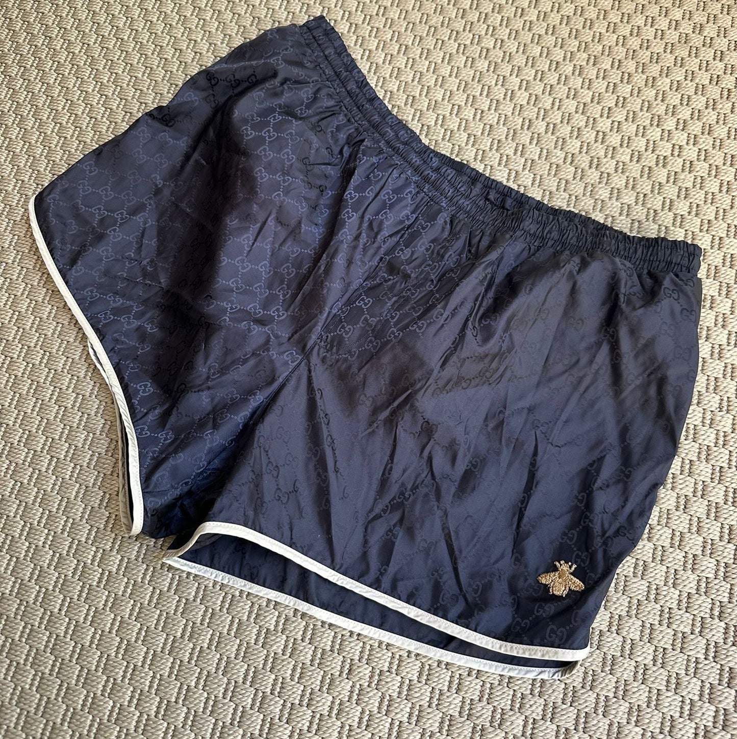 Gucci Navy GG Monogram Print Swim Shorts - 52/XL