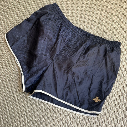Gucci Navy GG Monogram Print Swim Shorts - 52/XL