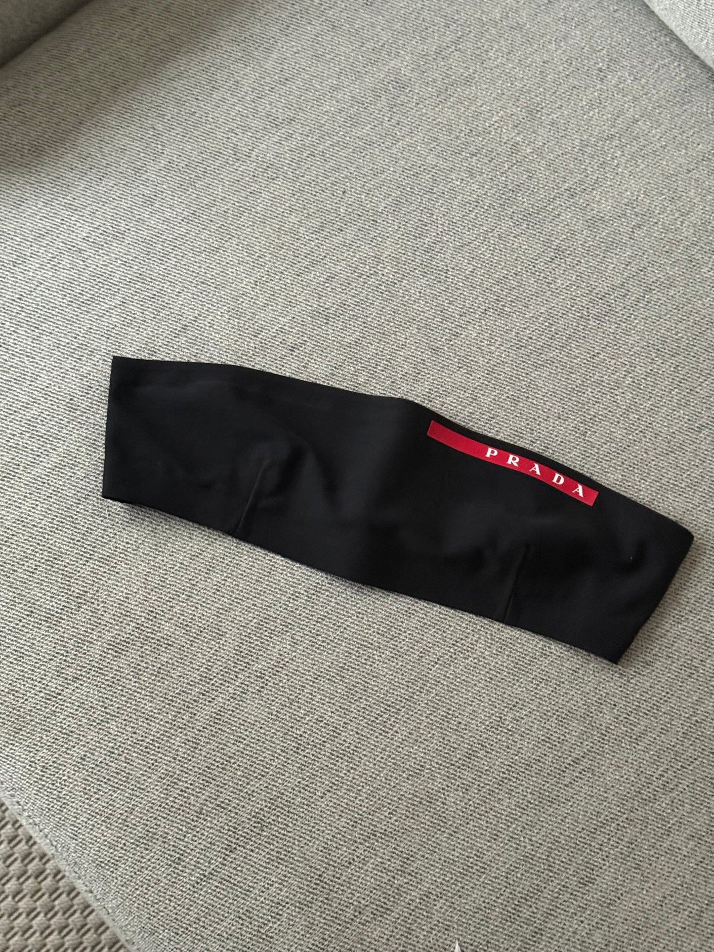 Prada Black Red Logo Bandeau Top - Medium