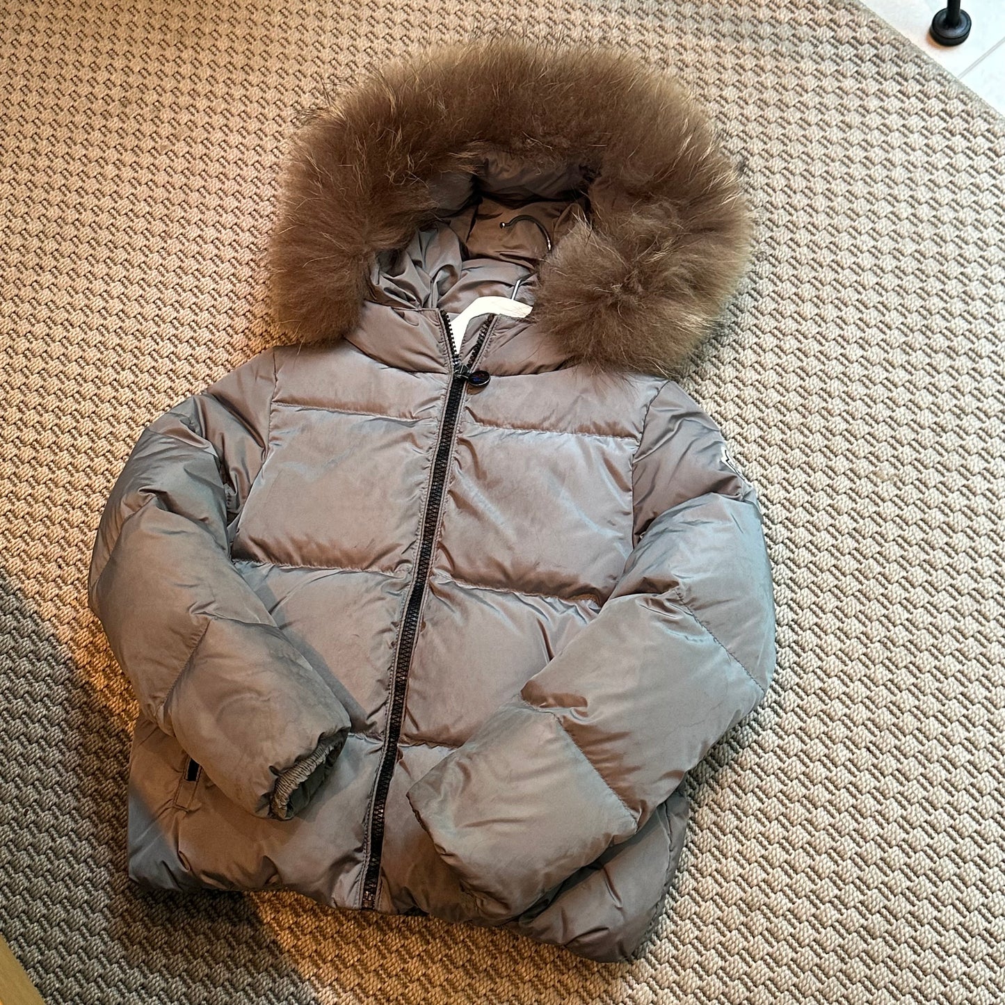 Kids Moncler Grey Padded Fur Trim - Age 8