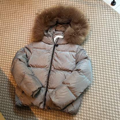 Kids Moncler Grey Padded Fur Trim - Age 8