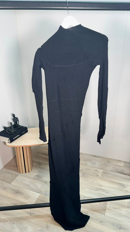 Balenciaga Black Ribbed Long Sleeve Maxi Dress – XS