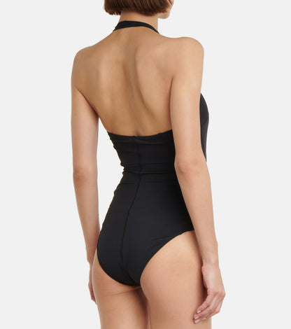 Balenciaga Black Sporty B Halterneck Swimsuit - Medium