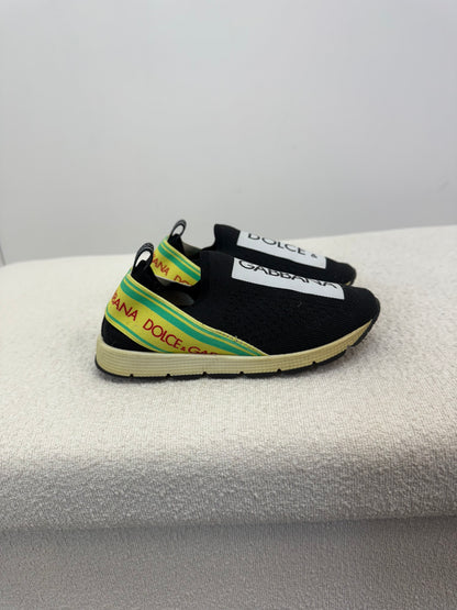 Kids Dolce & Gabbana Black,Yellow & Green Tape Logo Trainer - EU 26