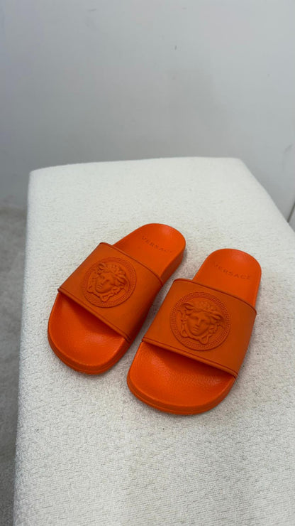 Kids Versace Orange Medusa Slider - EU 35 UK 2.5