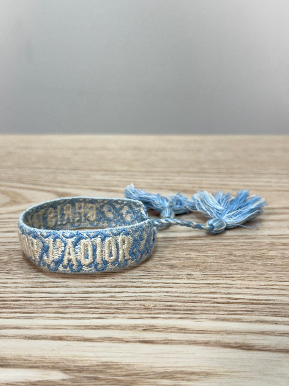 Dior Blue White Pattern Woven 'J'Adior' Friendship Bracelet - One Size