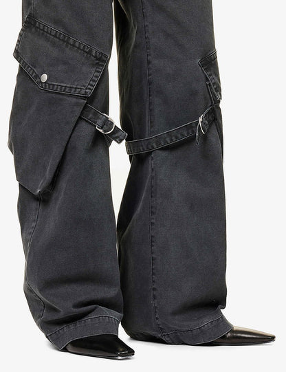 Acne Studios Black Denim Flared Combat Style Jeans - 36 (8-10)