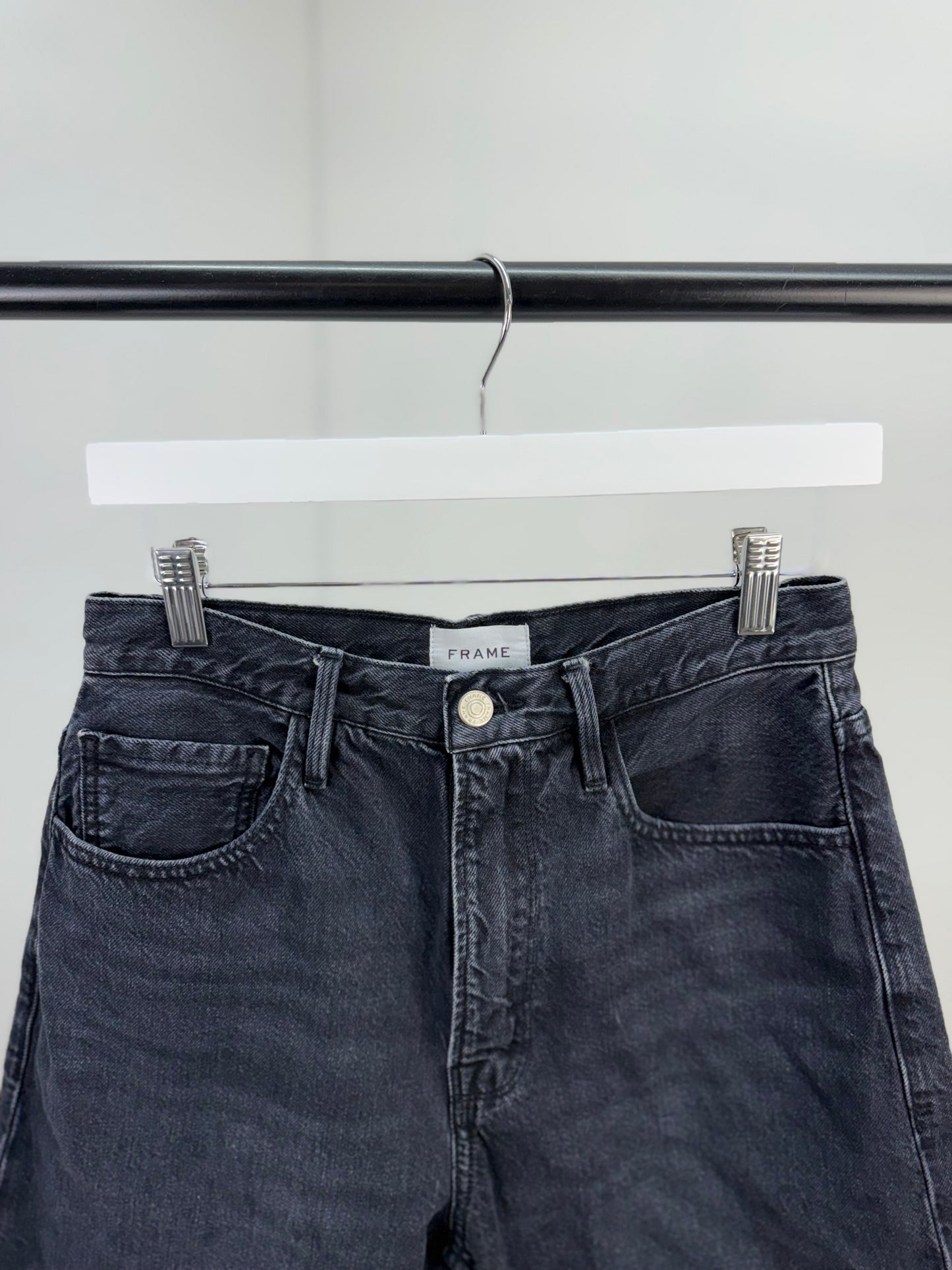 Frame Black Frey Denim Shorts - UK 8