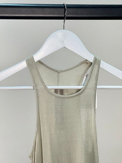 Rick Owens Sage Ribbed cotton tank top - New In Tags IT 40-M