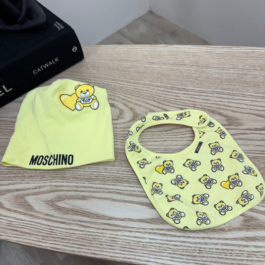 Kids Moschino Yellow Hat & Bib Set