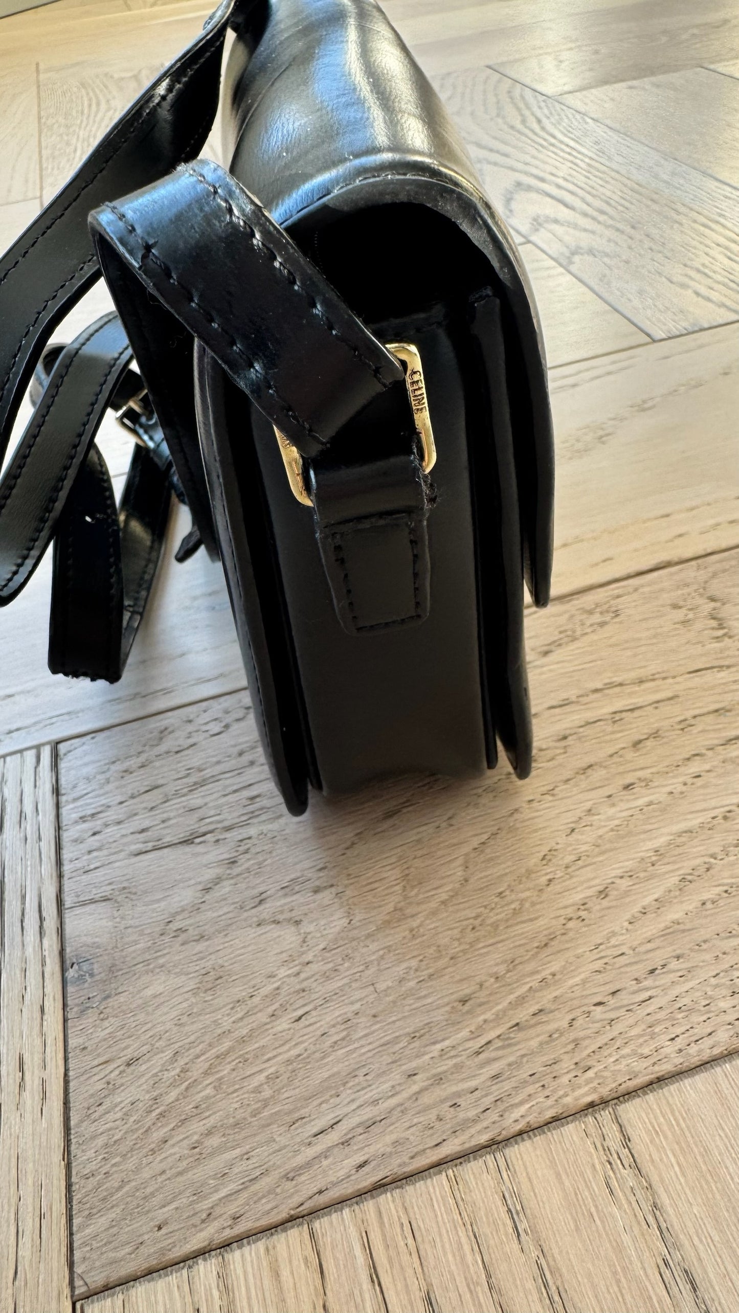 Celine Black Teen Triomphe Bag Black Calfskin