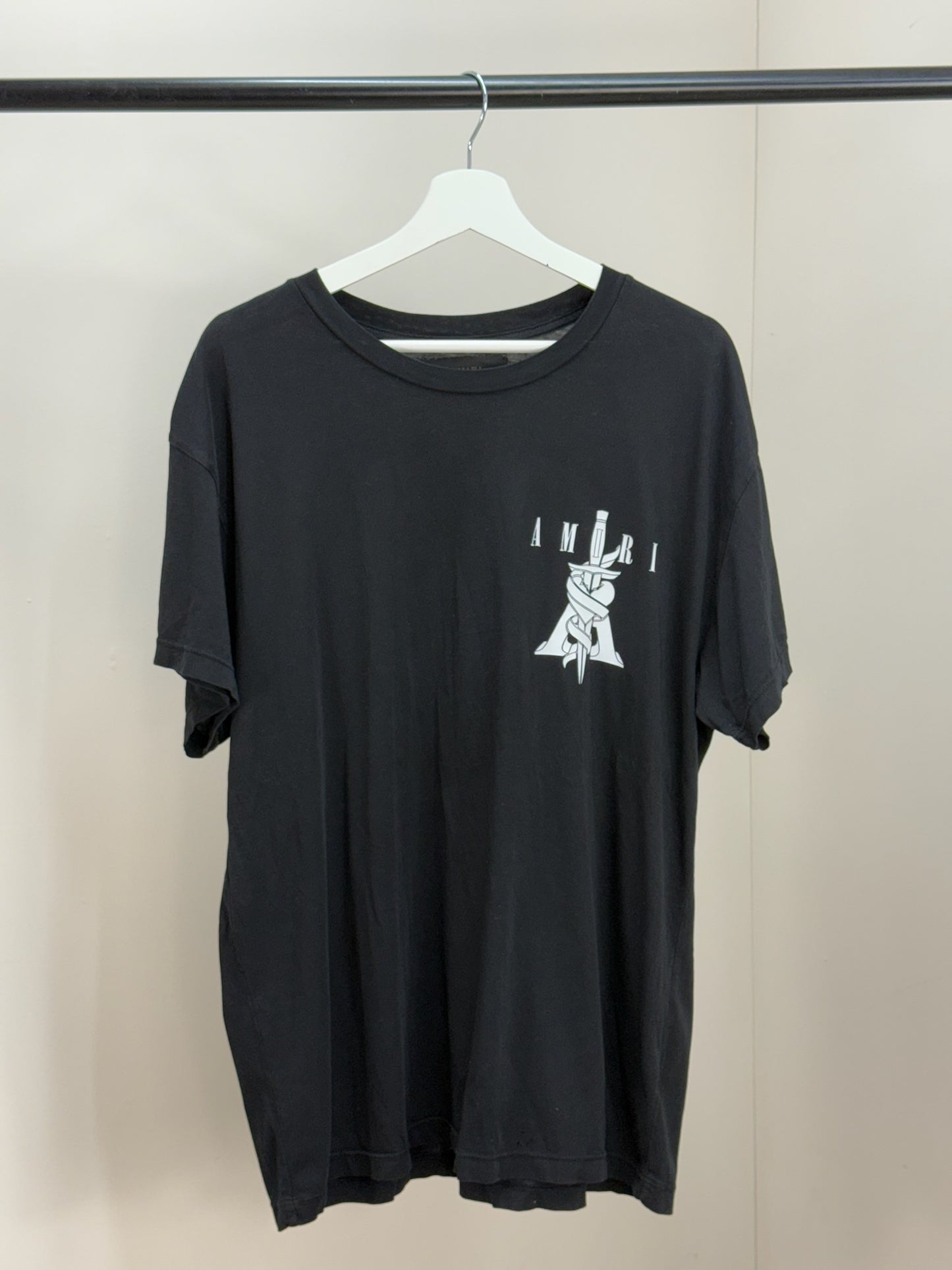 Amiri Black Heart Dagger Logo T-Shirt - medium