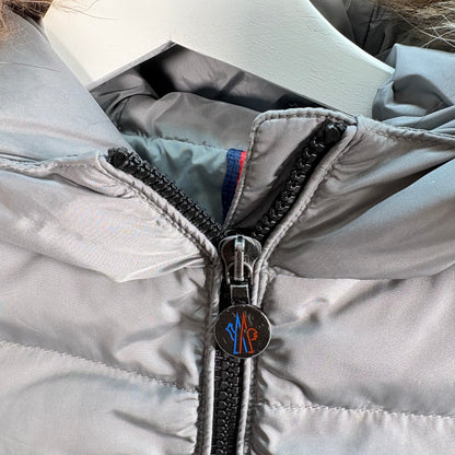 Kids Moncler Grey Padded Fur Trim - Age 8