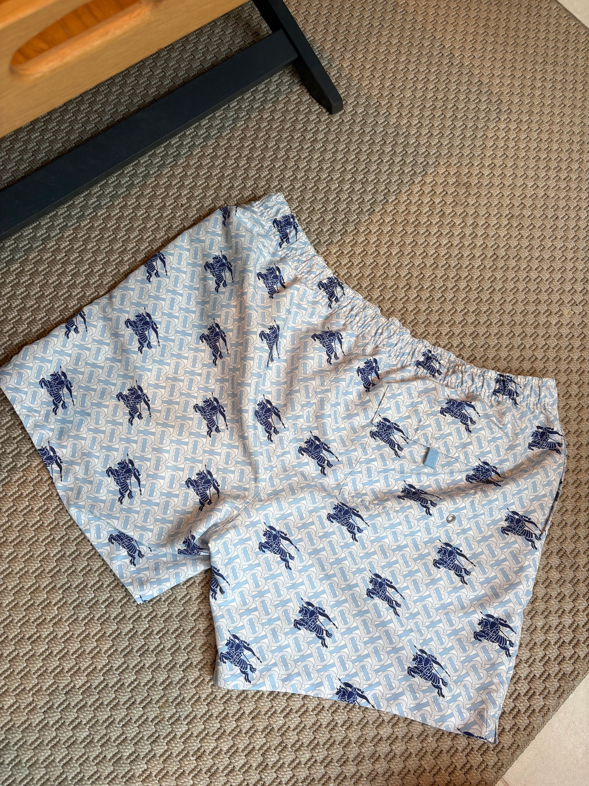 Burberry Blue Monogram Equestrian Knight Swim Shorts – XL