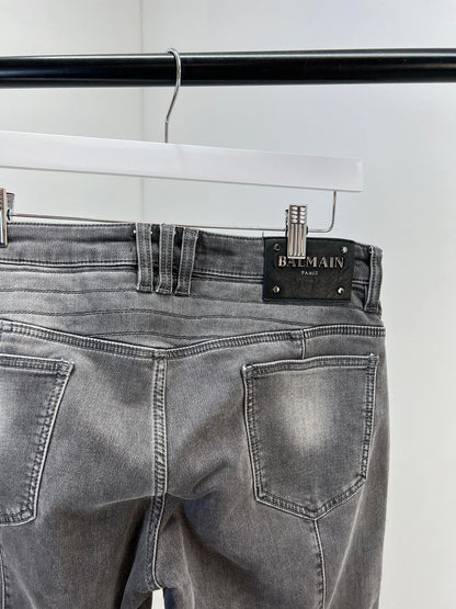 Balmain Grey Black Badge Jeans  (32)