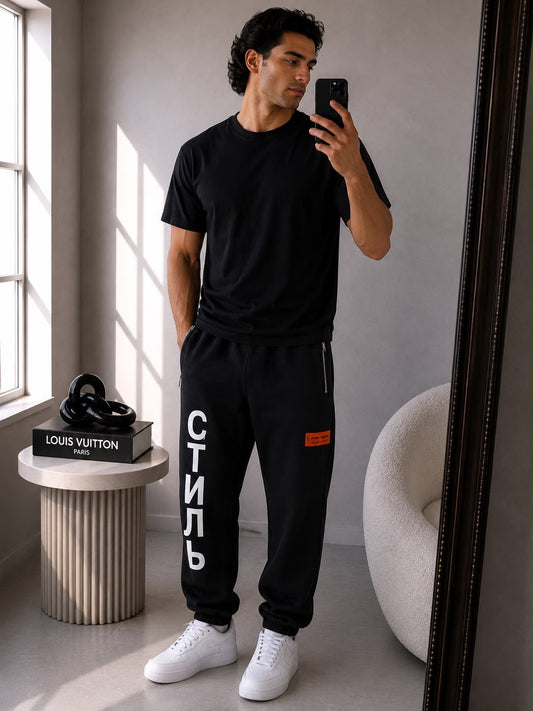 Heron Preston Black CTNNB Logo Tracksuit Pants – Small