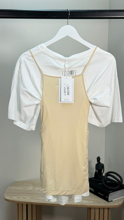 Maison Margiela Beige Camisole Top Layered Over A White T-shirt - New In Tags Small