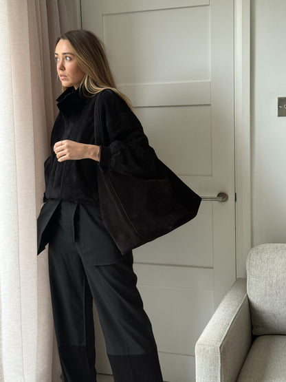 Toteme Large Tote Bag in Suede Espresso