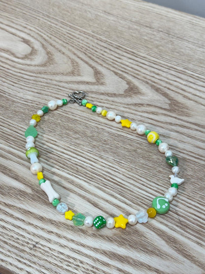 Ian Charms Green White Yellow Dice Charm Necklace - One Size