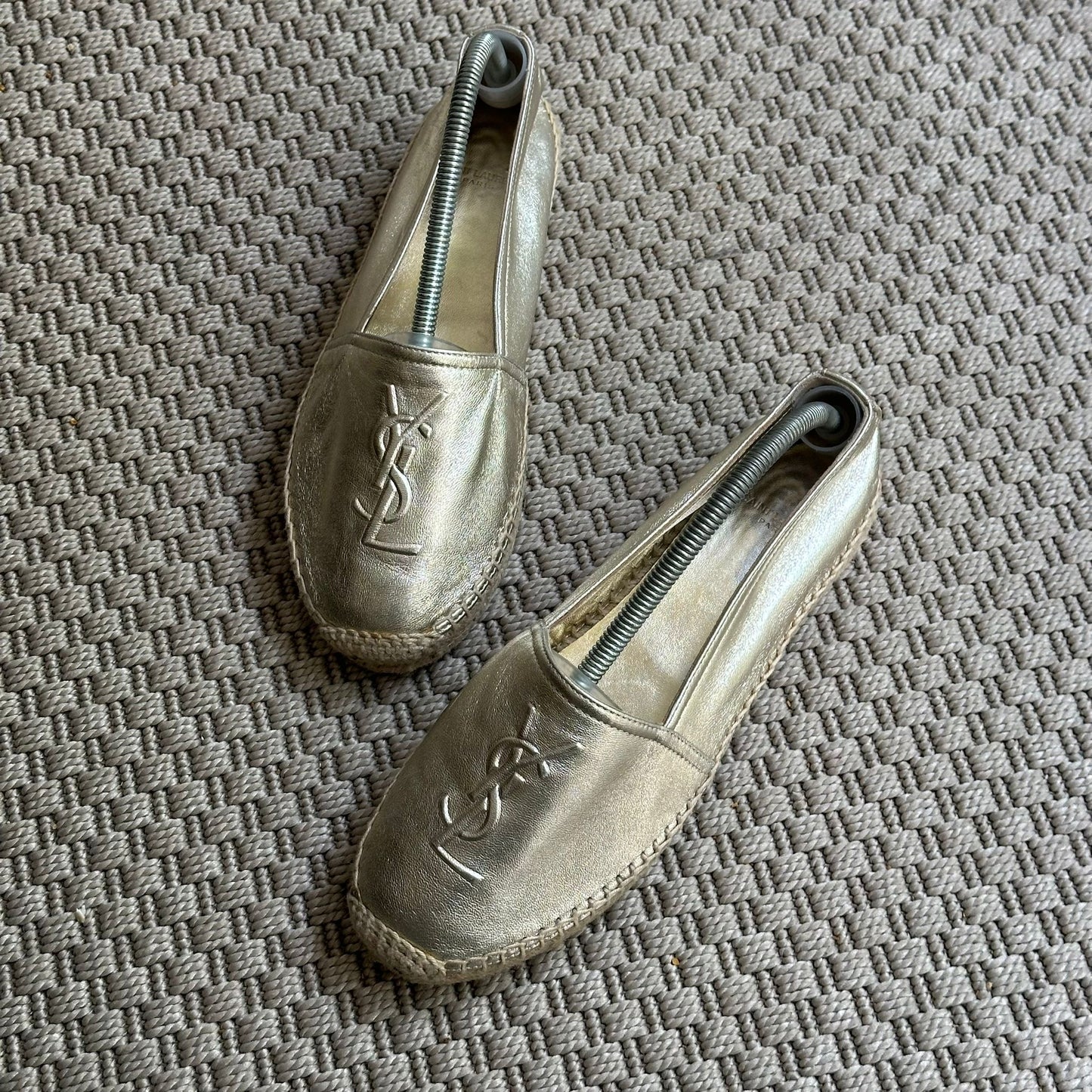 YSL Gold Metallic Espadrille Pumps – UK 6