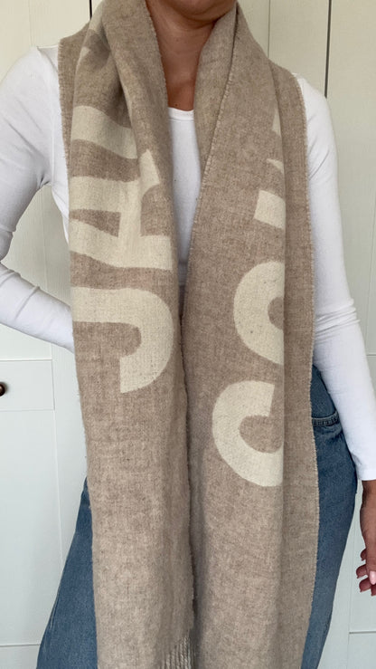 Jacquemus Beige Virgin Wool Logo Scarf – One Size