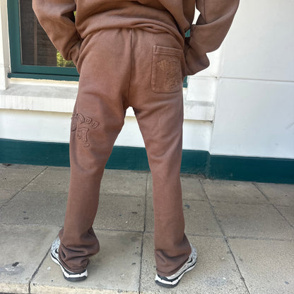 Honor The Gift Brown Embroidered Script Tracksuit – Large Hoodie / Medium Bottoms