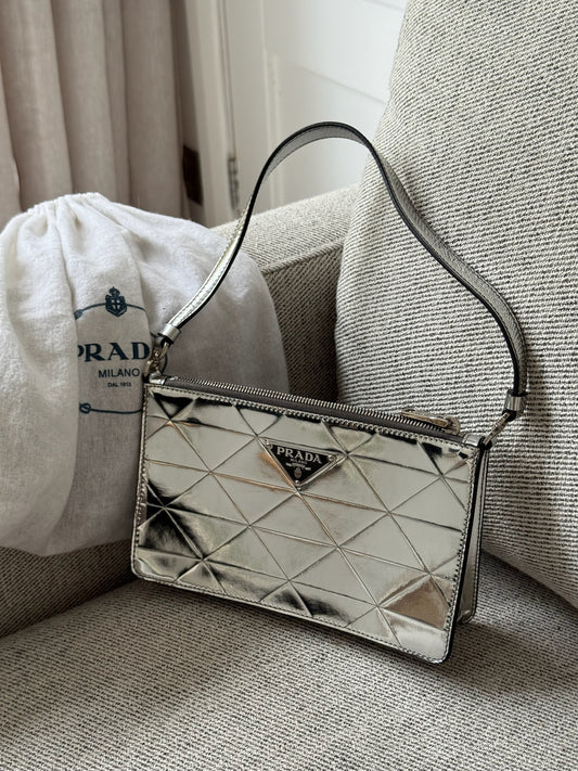 Prada Silver Metallic Leather Mini-Bag