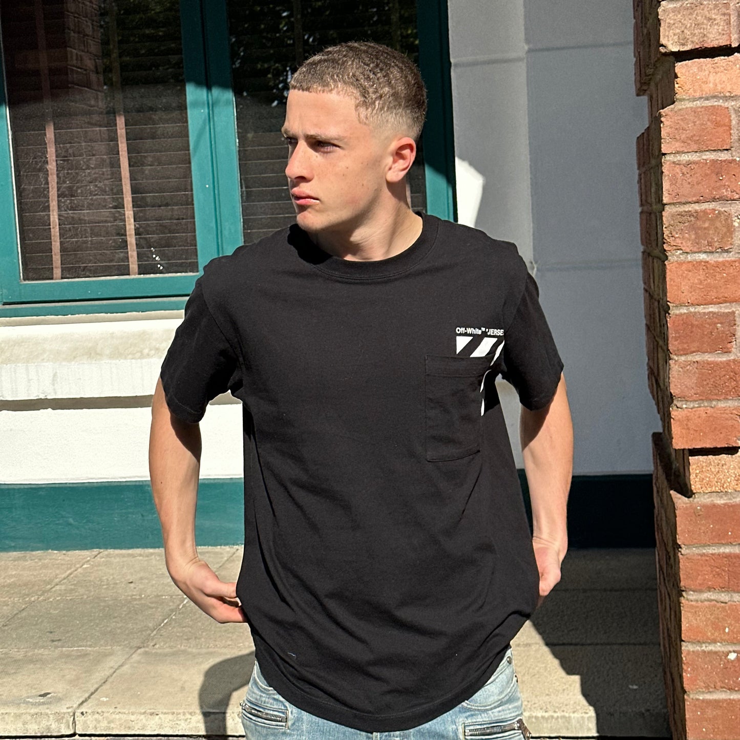 Off-White Black Diag Pocket T-shirt - Large