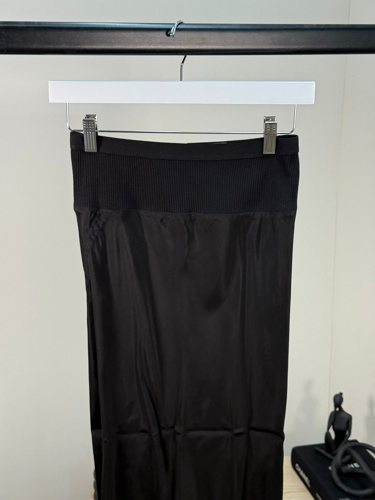 Rick Owens Black Long Silk Skirt - UK 8
