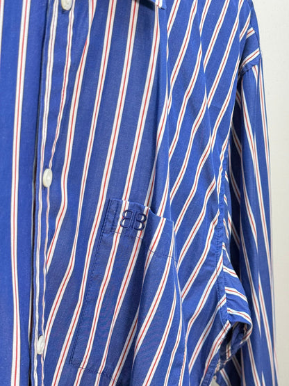 Balenciaga Dark Blue White Striped BB Logo Shirt - Size 36/S