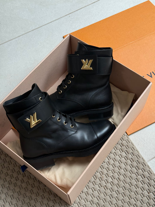 Louis Vuitton Black Wonderland Flat Ranger Boot-UK5