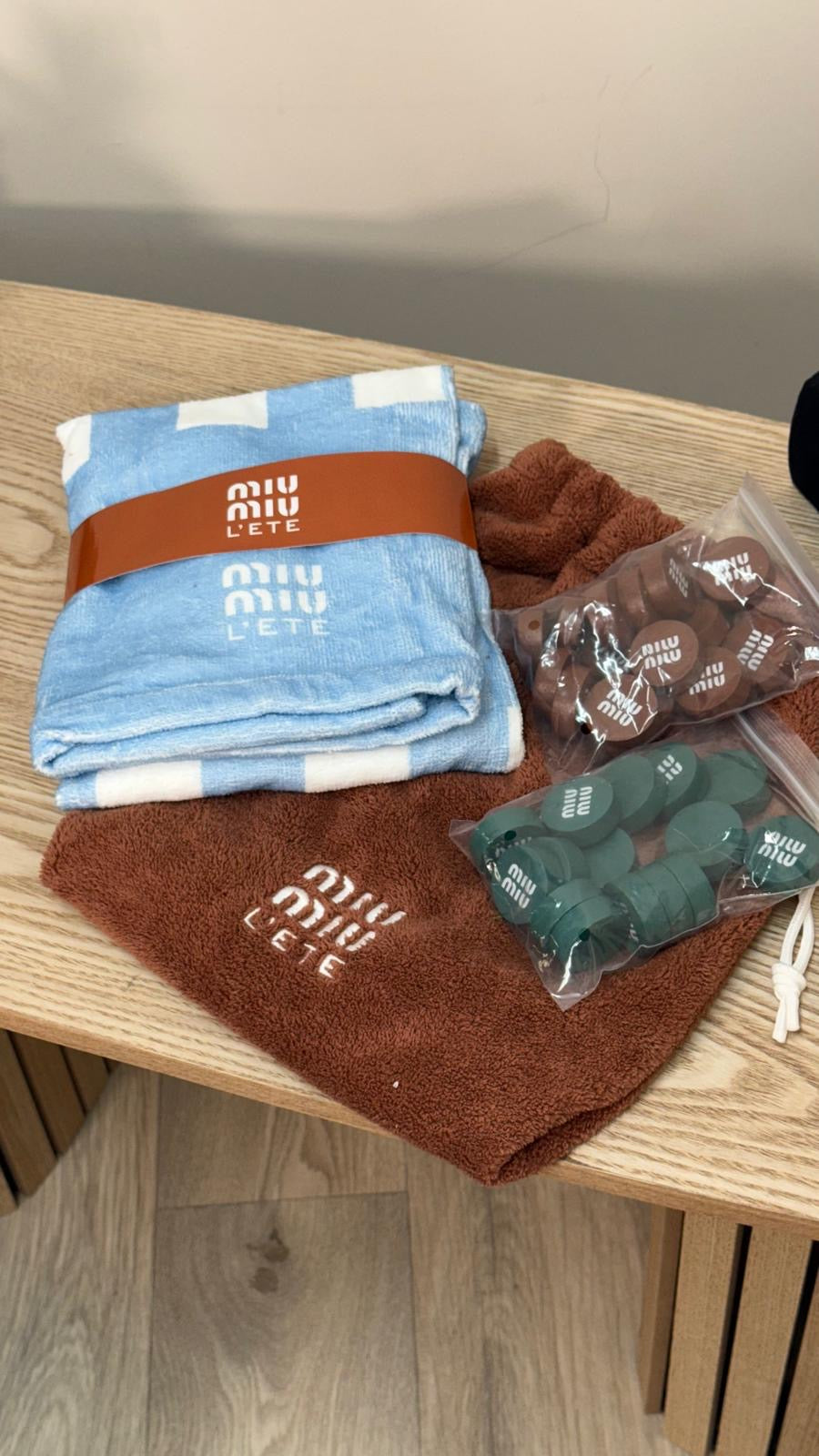 Miu Miu Blue And White L’Été Checkerboard Towel With Checkers - One Size