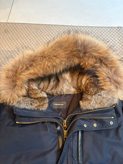 Mackage Navy Dixon-X Fur Trim Hooded Puffer Jacket – 42/XL