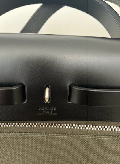 Hermès  Herbag 31 Vache Hunter Toile Quadrille Viking Black White Full Set