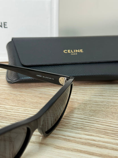 Celine Black Logo Round Slim Curved Sunglasses - One Size