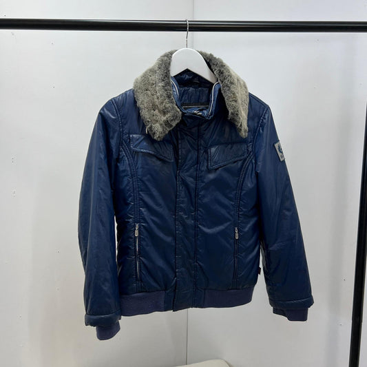 Belstaff  Blue Bomber Style Jacket With Fur Collar Trim (Age 12)