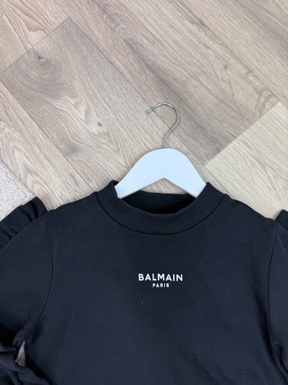Kids Balmain Black Frill Jumper & Black Ribbed Logo Leggings  - Age 6