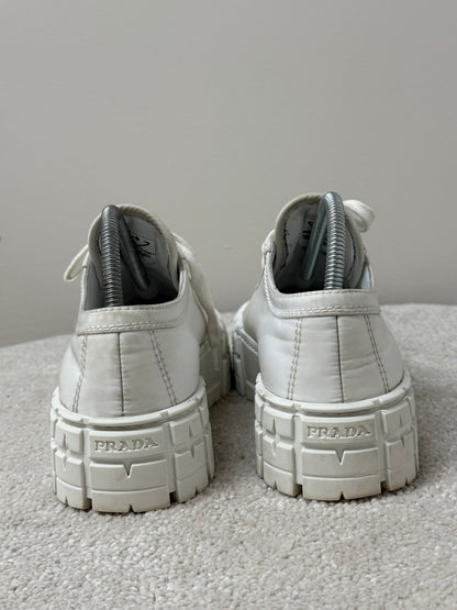 Prada White And Black Double Wheel Trainers -UK 5