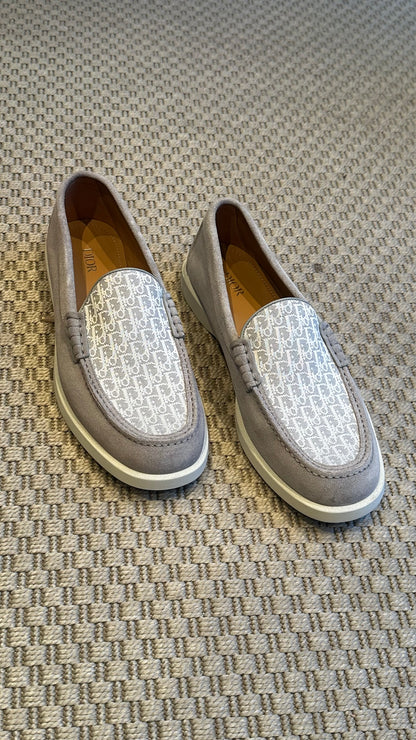 Dior Granville Light Grey Suede Oblique Loafer – UK 8
