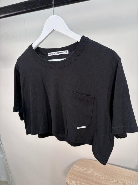 Alexander Wang Black Logo Crop Top - Medium